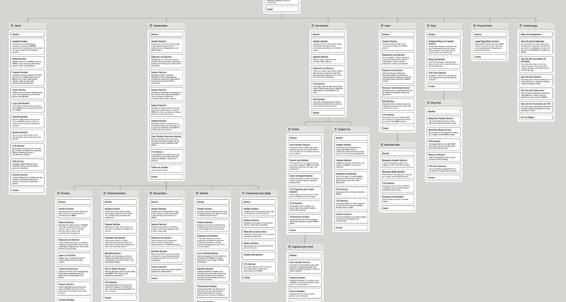 Wireframes para MINKA